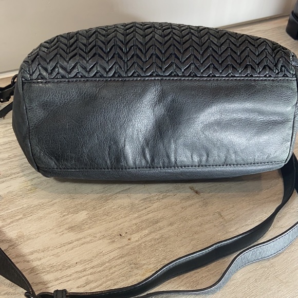 ELLIOTT LUCCA Woven Black Leather Satchel Crossbody - Picture 7 of 8